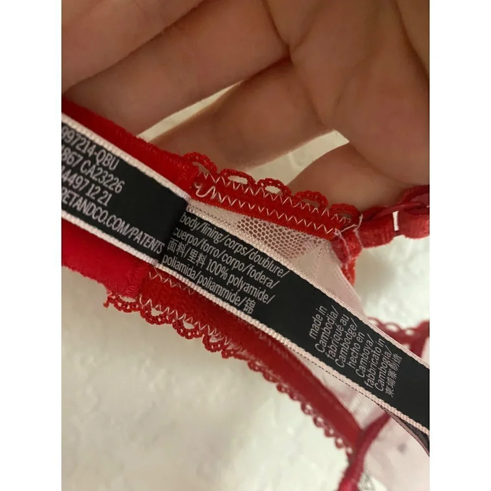 Victoria Secret Women's Rose Bud Dot Wicked Teddy Pink/Red - XS - Picture 15 of 16